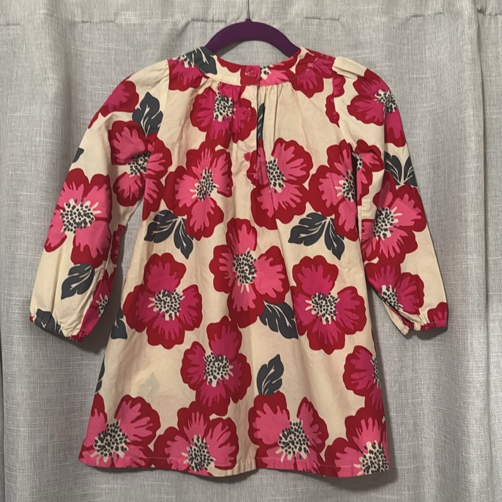 EUC Oshkosh B’Gosh Dress-6-Long Sleeve-Cotton-3 Button Back Closure-Pink/Beige - Picture 5 of 10